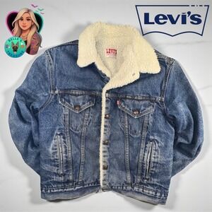 Levi's Jean Jacket Men's Medium 40R Denim Trucker Sherpa '80s Vintage‎ Retro USA
